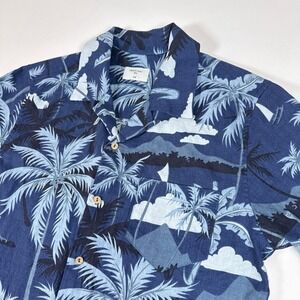 Percival Shirt Mens Large 4 Blue‎ Palm Tree Sailboat Button Up Cotton Tropical